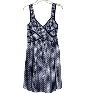 Eshakti Cotton Sleeveless White Blue Floral Dress. Sz6. EUC.